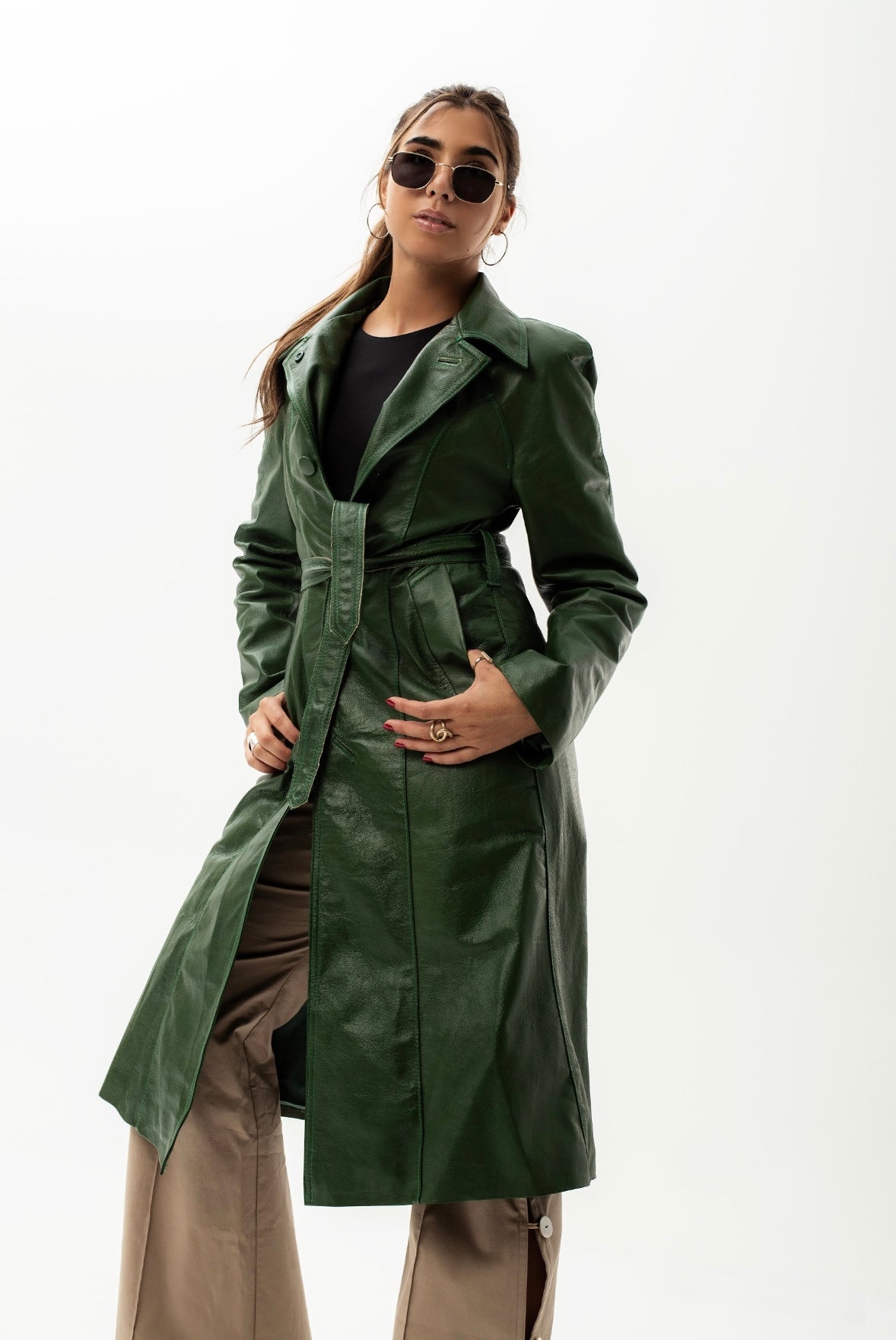 Leather Trench Olive