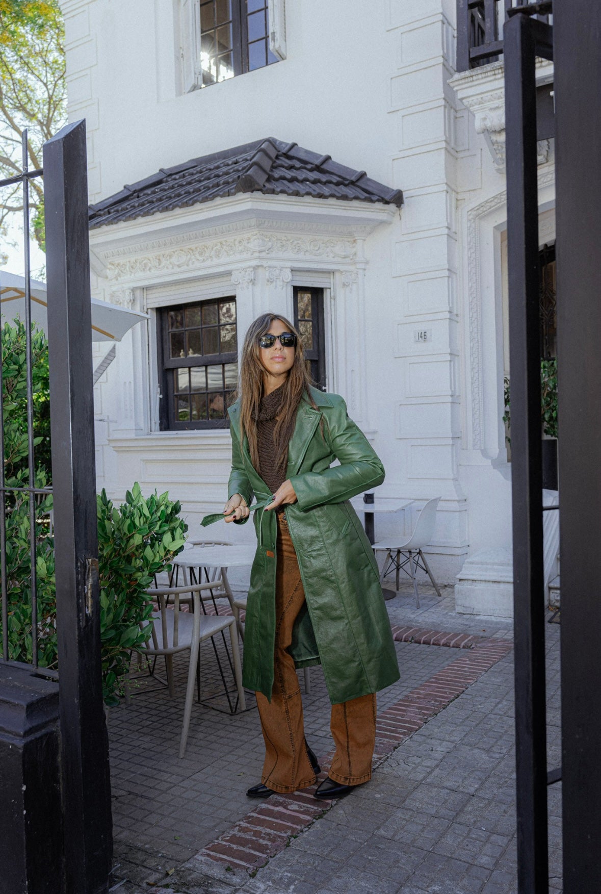 Leather Trench Olive