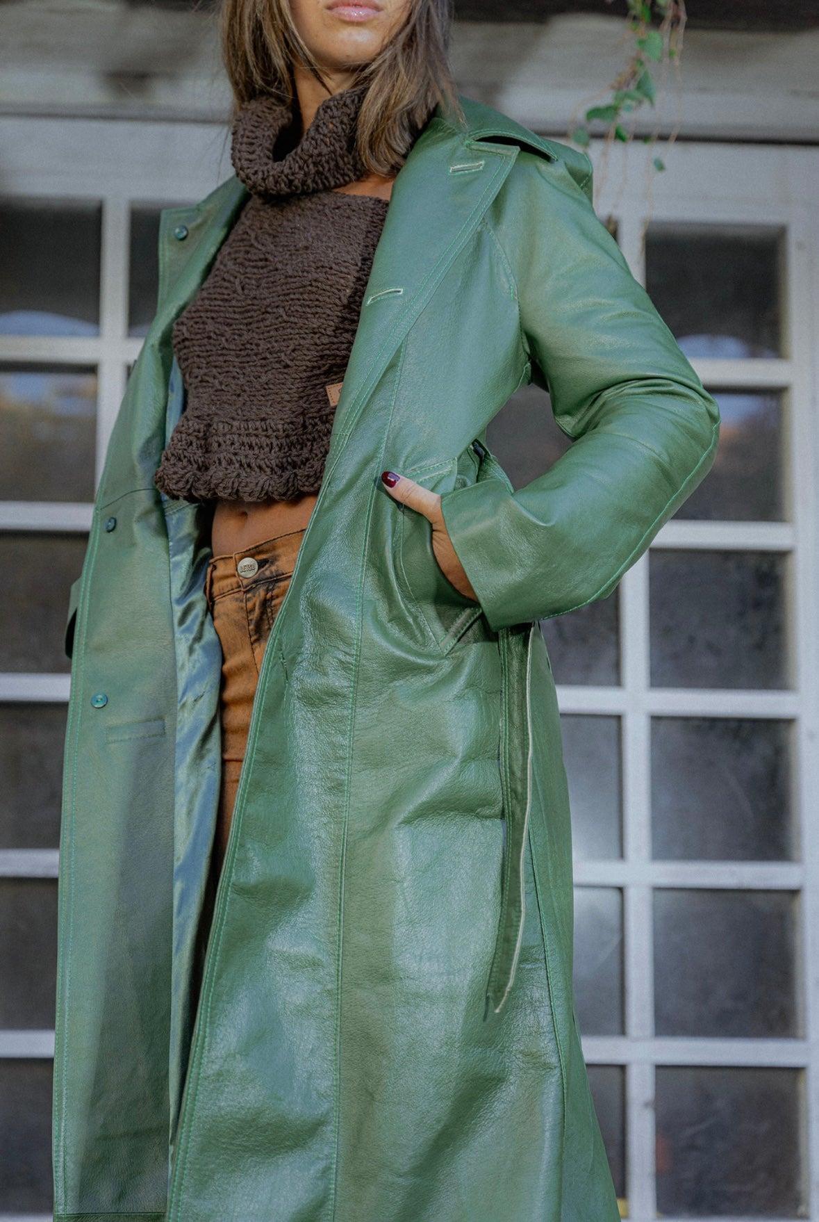 Leather Trench Olive