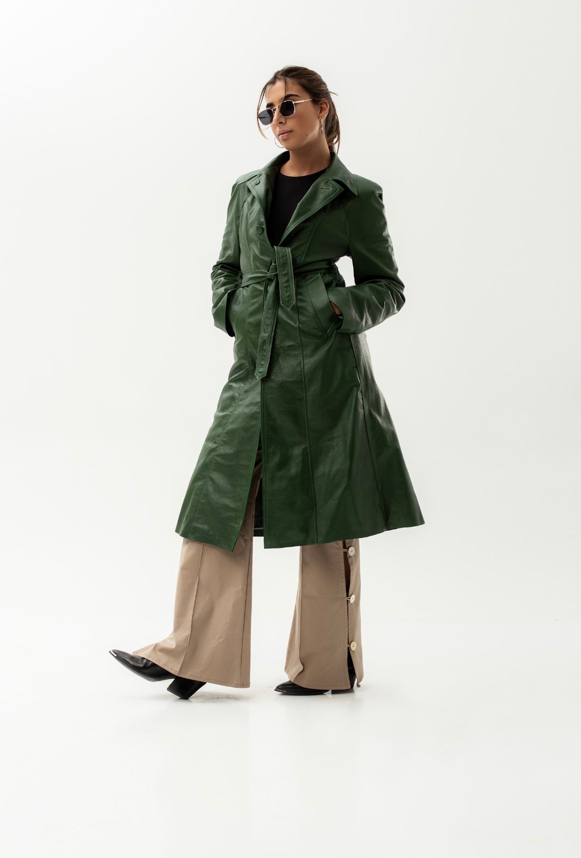 Leather Trench Olive
