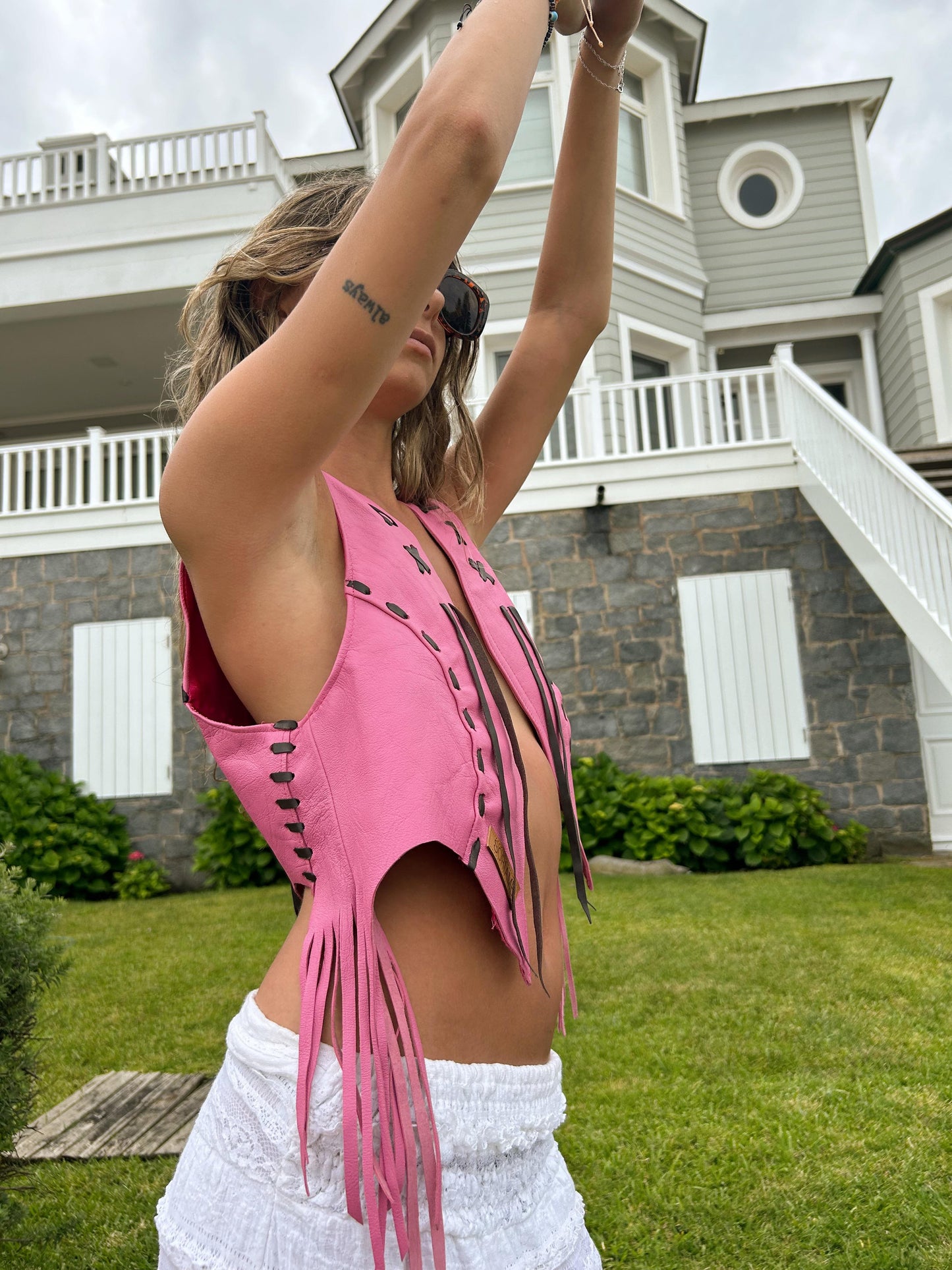 Boho Leather Vest