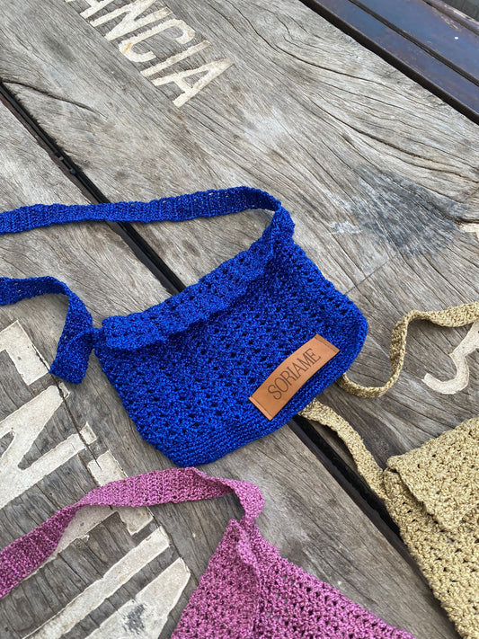 Mini Cartera Crochet Azul